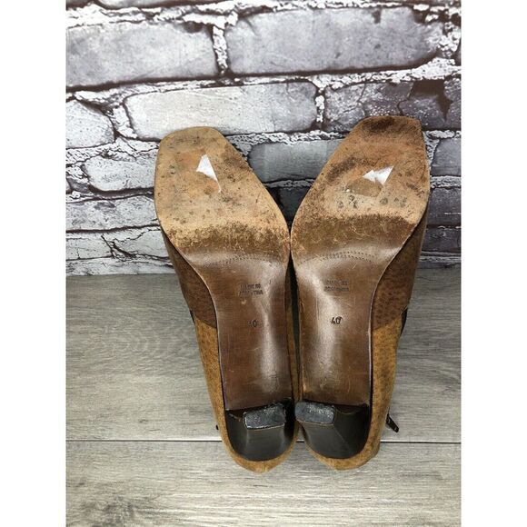 CHIARINI Tan Brown Green Suede Leather Double Sided Zipper Heel Booties Women 40 - Picture 6 of 16